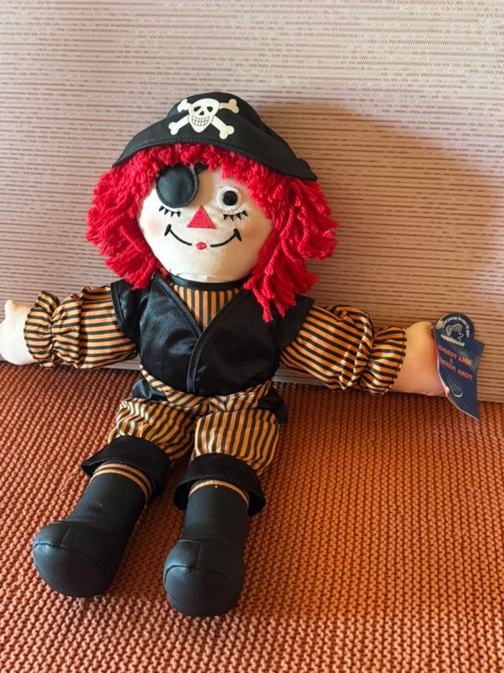 Applause 2002 Raggedy Andy Halloween Pirate Doll 16" NWT Skull & Crossbones Hat